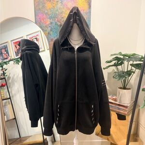 Dolls Kill Current Mood Black Hooded Jacket with Large Spike Studs size XXL